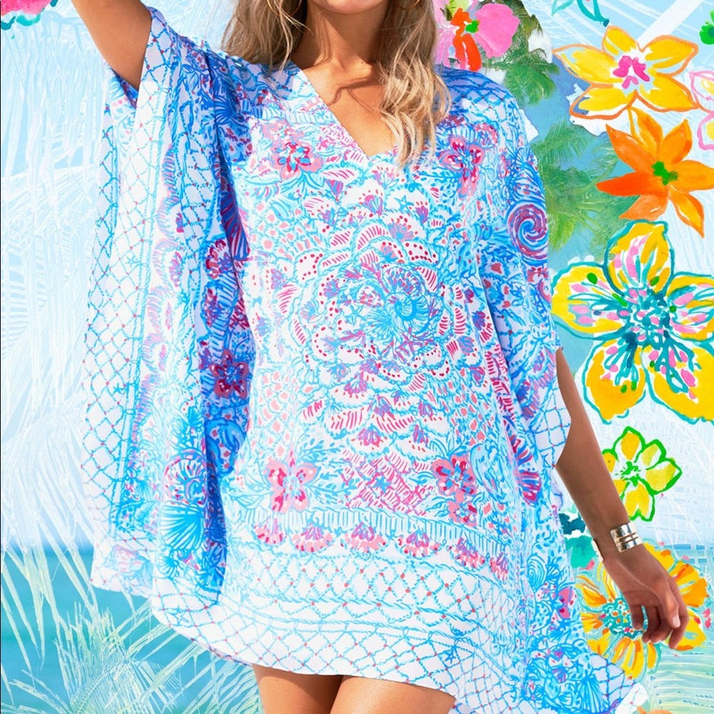 Lilly Pulitzer Lindamarie Caftan dress 100% silk xxs/xs